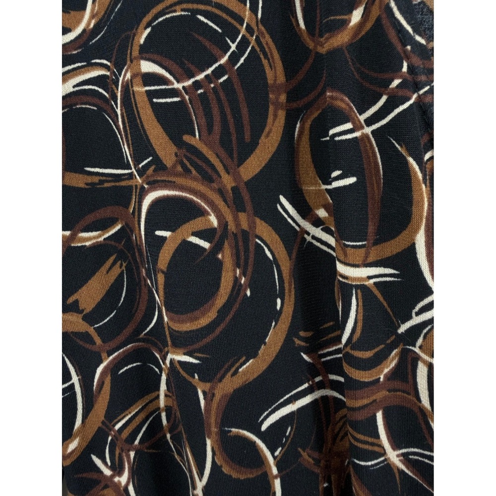 Chicos Travelers Dress‎ Womens Size 1 Brown Black Abstract Circle Wrap Midi - Picture 2 of 10